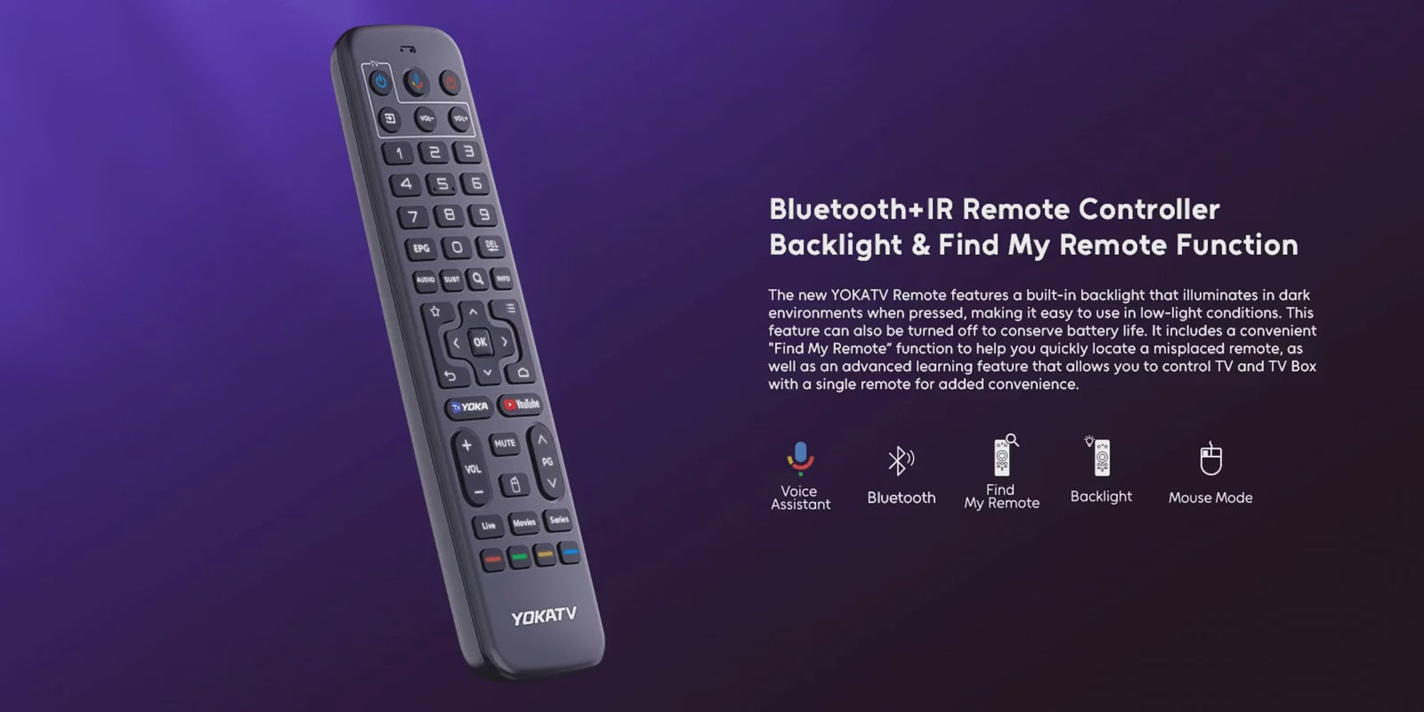 YOKATV IPx3 Bluetooth remote with Backlight yokatv remote