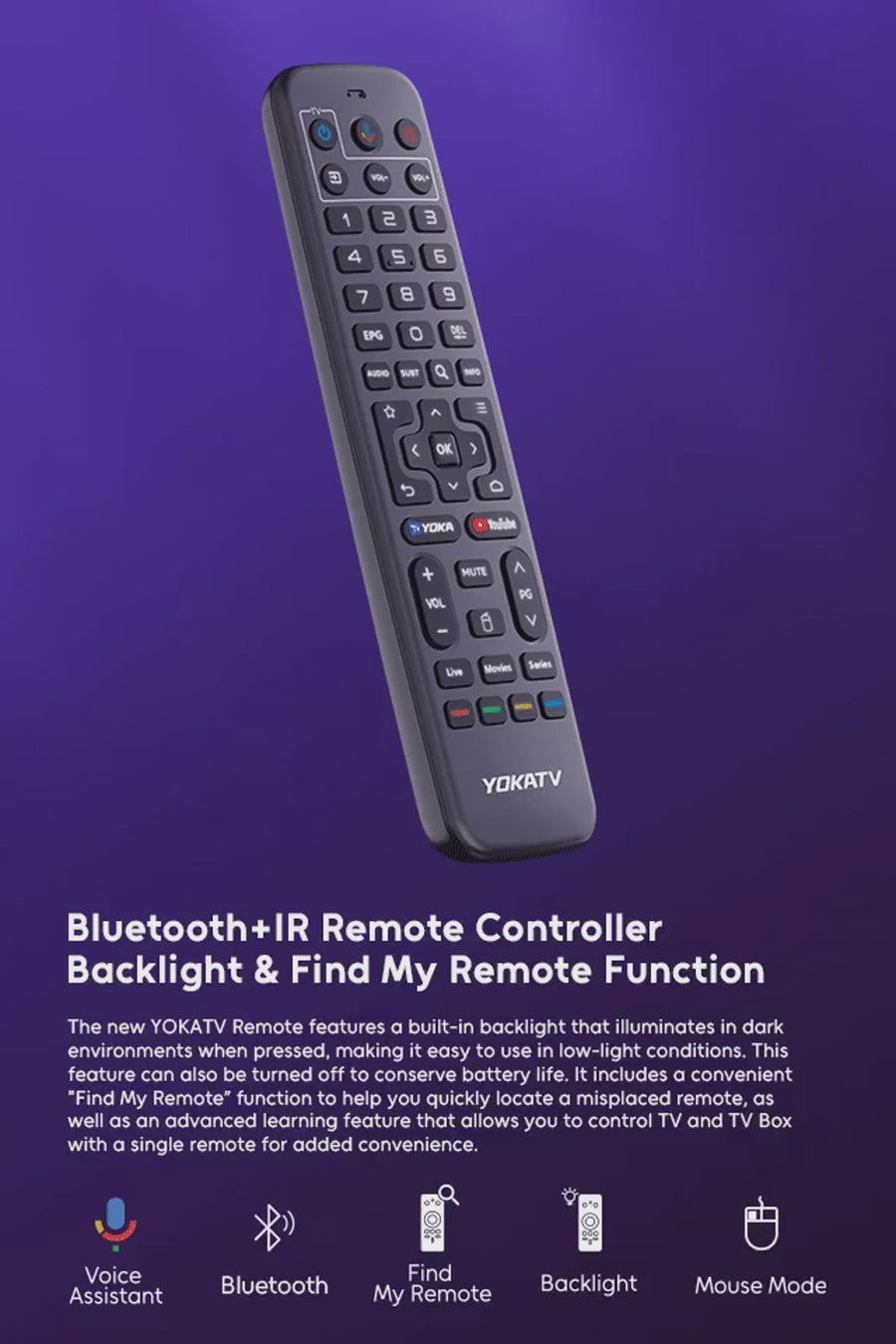 YOKATV IPx3 Bluetooth remote with Backlight yokatv remote