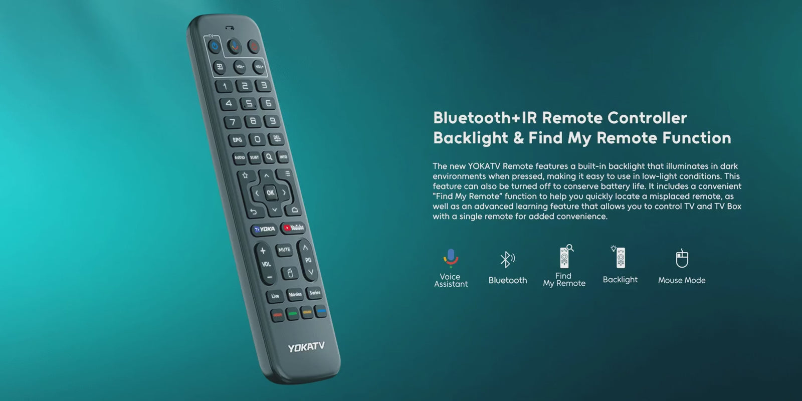 YOKATV IPx3 Bluetooth remote with Backlight yokatv remote